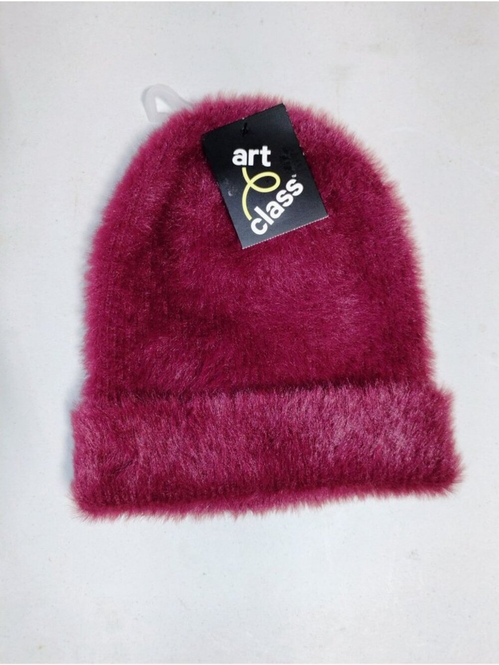 Art Class Fuzzy Knit Beanie OSFM Berry Red Winter Hat